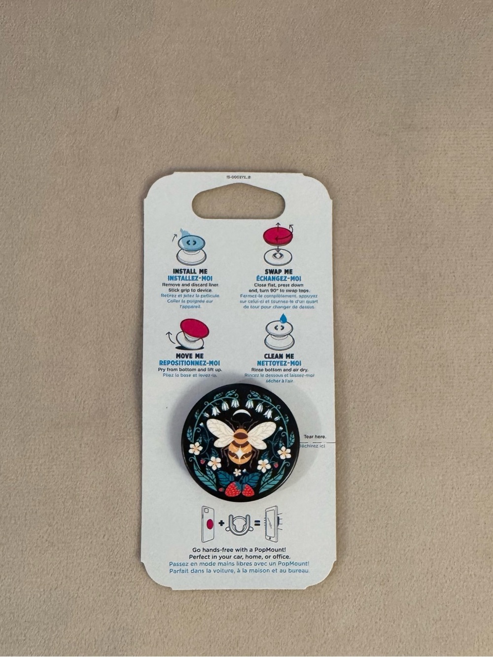 PopSocket Bee Boho Floral Black Adhesive Phone Grip